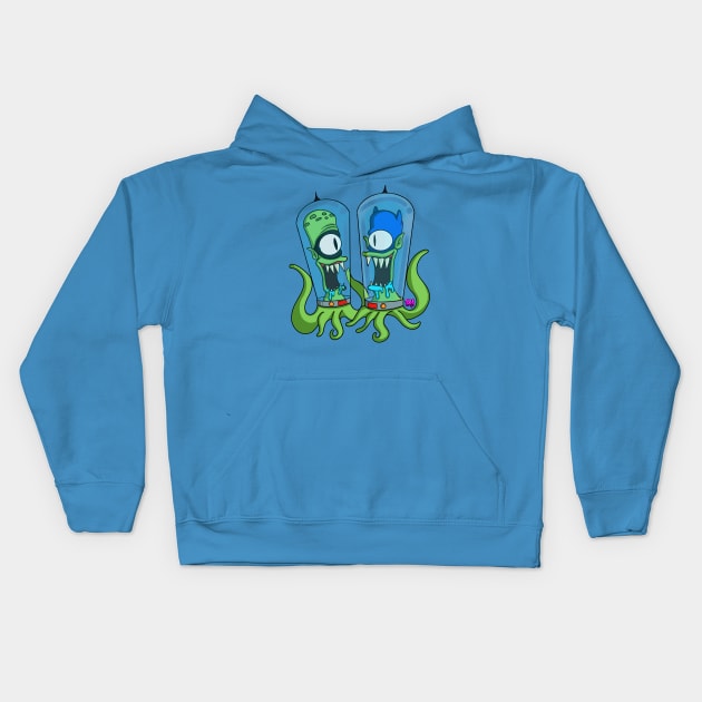 Kang-man and Kodos sidekick Kids Hoodie by bren_speed